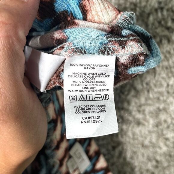 Loft Skirt Women’s MT Sunwashed Tiered Blue & Tan Floral Patterned Pull On Maxi - Picture 7 of 9